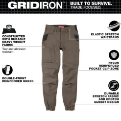 Milwaukee Tools Women's GRIDIRON Double Knee Jogger Pants - Brown, F652N