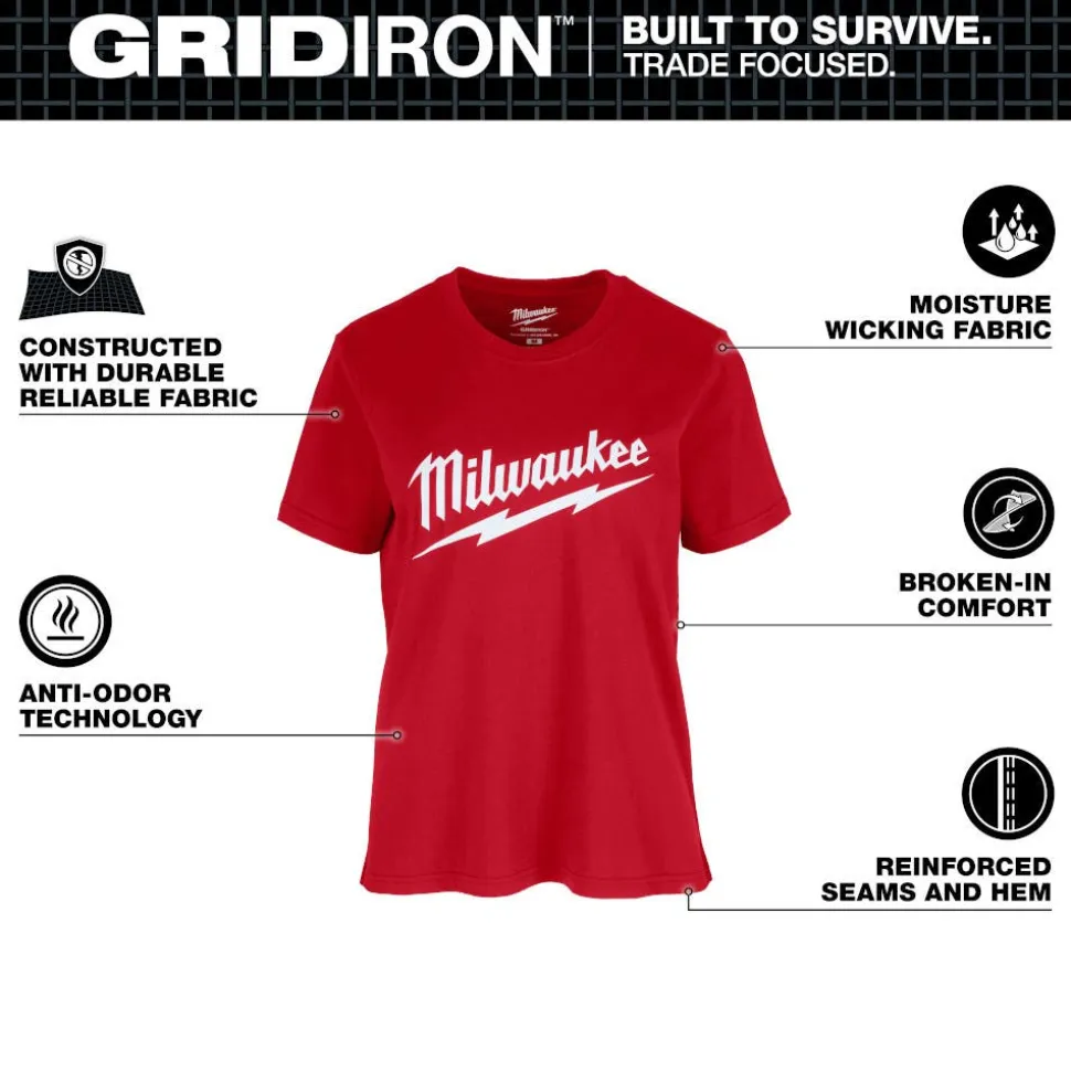 Milwaukee Tools Women's GRIDIRON Logo Tee - Short Sleeve - Red F453R