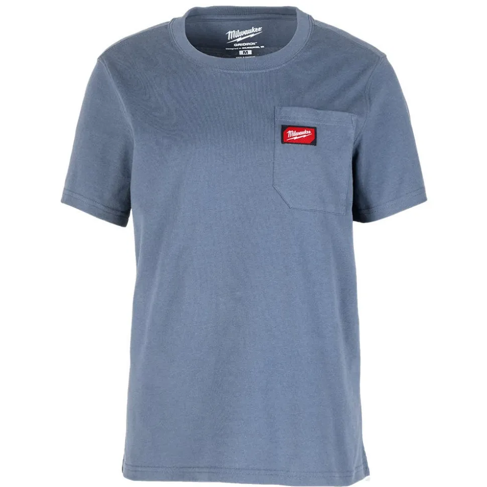 Milwaukee Tools Women's GRIDIRON Pocket T-Shirt - Short Sleeve - Blue F451U