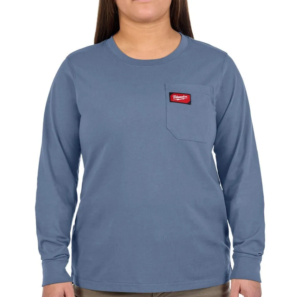 Milwaukee Tools Women's GRIDIRON™ Pocket T-Shirt - Long Sleeve Blue