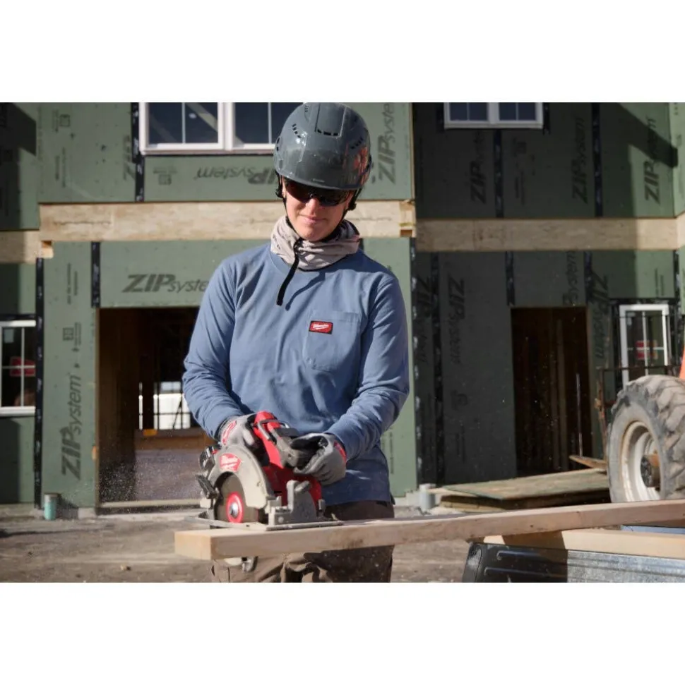 Milwaukee Tools Women's GRIDIRON™ Pocket T-Shirt - Long Sleeve Blue