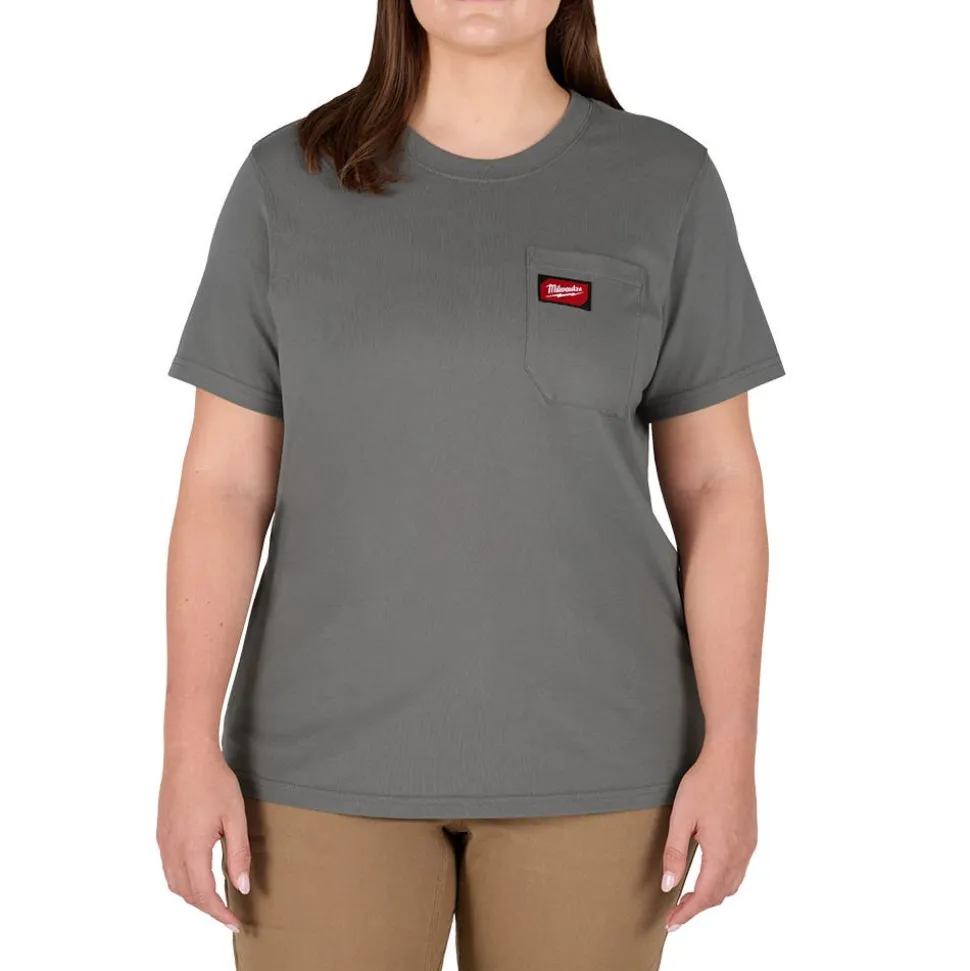 Milwaukee Tools Women's GRIDIRON Pocket T-Shirt - Short Sleeve - Grey 451G