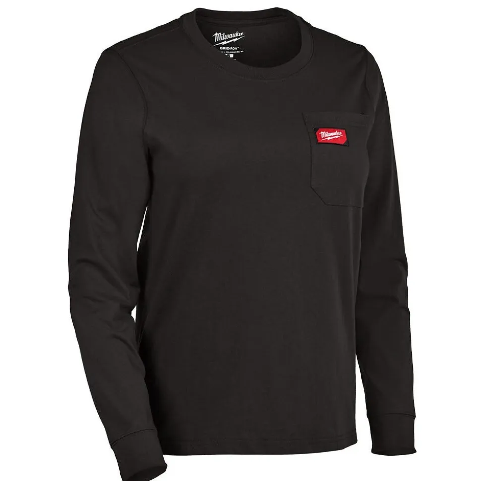 Milwaukee Tools Women's GRIDIRON™ Pocket T-Shirt - Long Sleeve Black