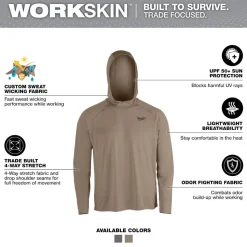 Milwaukee Tools WORKSKIN Hooded Sun Shirt Tan M550N