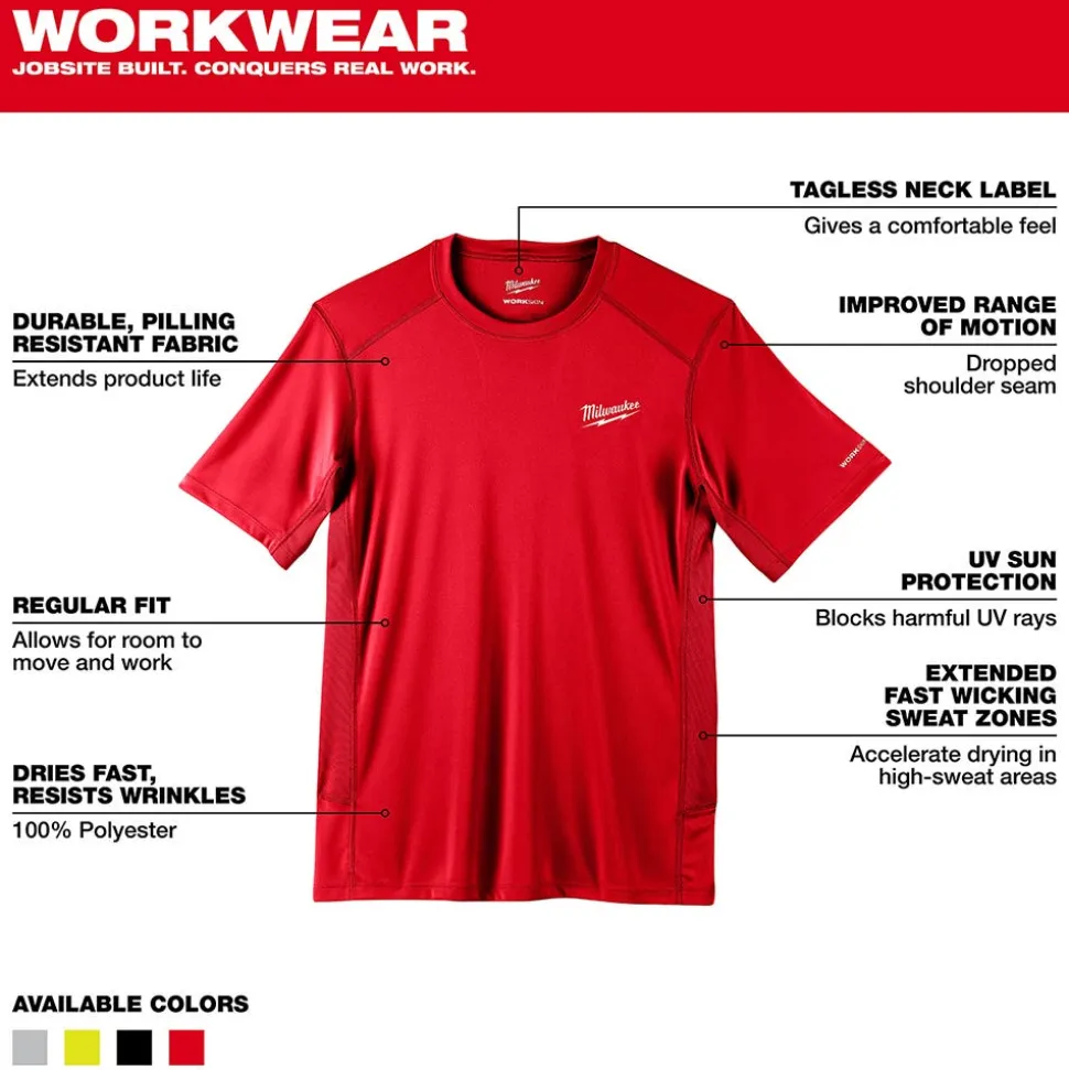 Milwaukee Tools Workskin Lightweight Short Sleeve Performance Shirt Red 414R