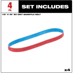 Milwaukee Tools 1/2” x 18” 80 Grit Bandfile Belts – 4 pack 48-80-9080