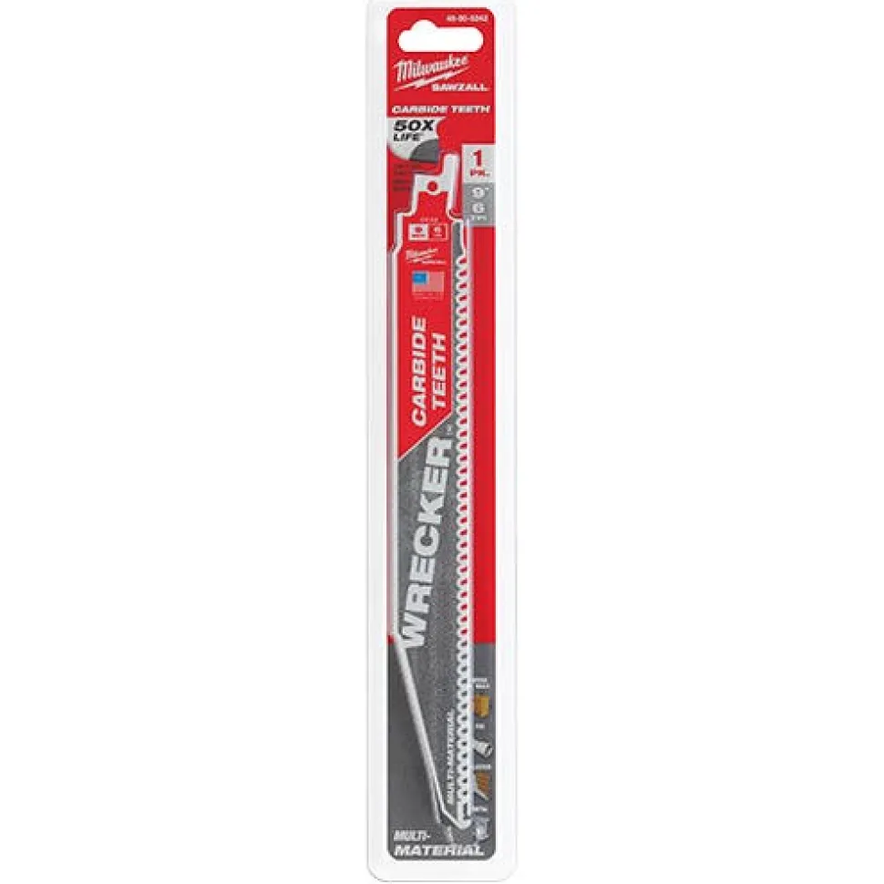 Milwaukee 9" 6 TPI Carbide Wrecker SAWZALL Blades Demo (5 Pack) 48-00-5542