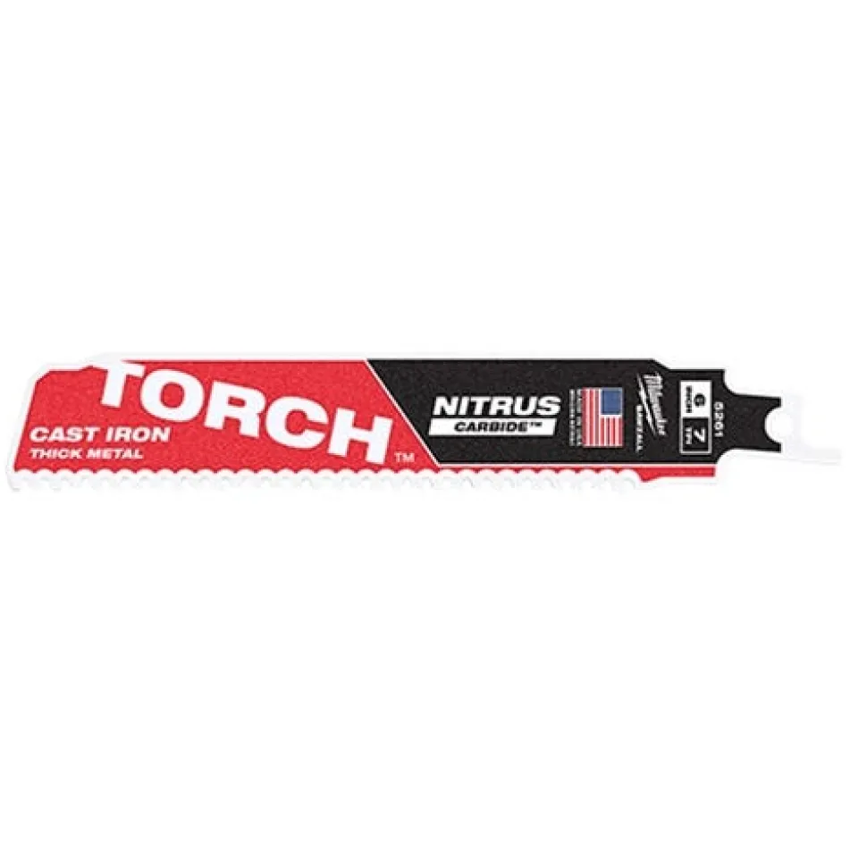 Milwaukee 6" 7 TPI NITRUS Carbide CAST IRON Torch Sawzall Blade (Each) 48-00-5261