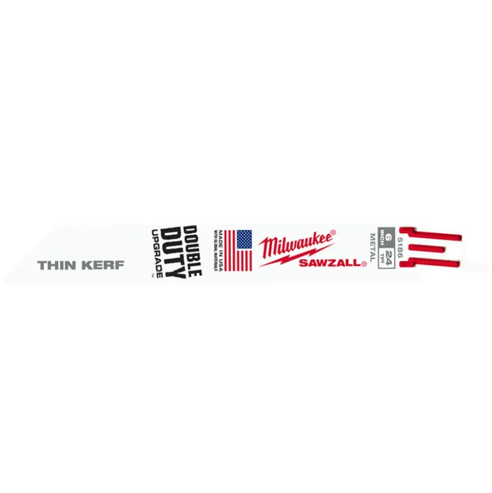 Milwaukee 6" 24 TPI Thin Kerf Sawzall Blade (Each) 48-01-7186