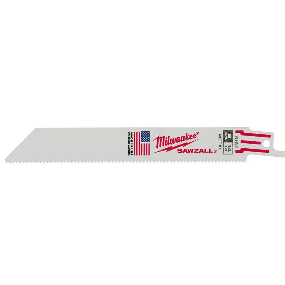 Milwaukee 6" 14 TPI Thin Kerf SAWZALL Blades (5 Pack) 48-00-5182