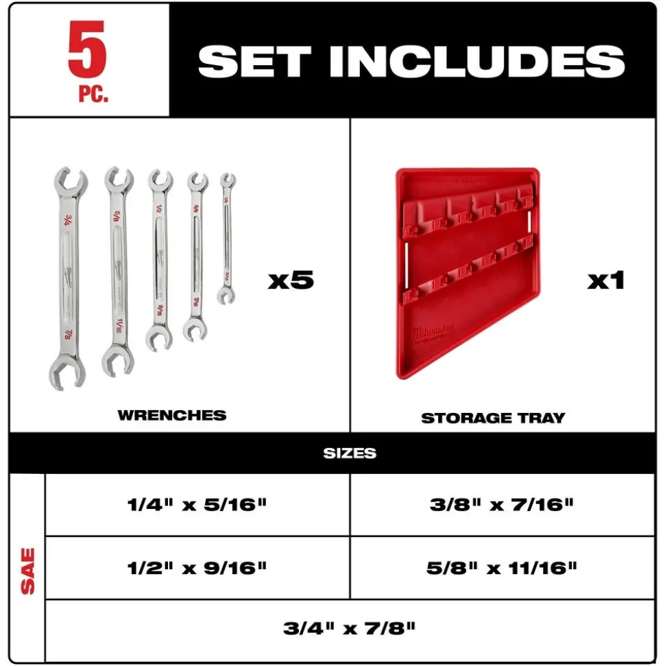 Milwaukee 5/8" X 11/16" Double End Flare Nut Wrench 45-96-8303