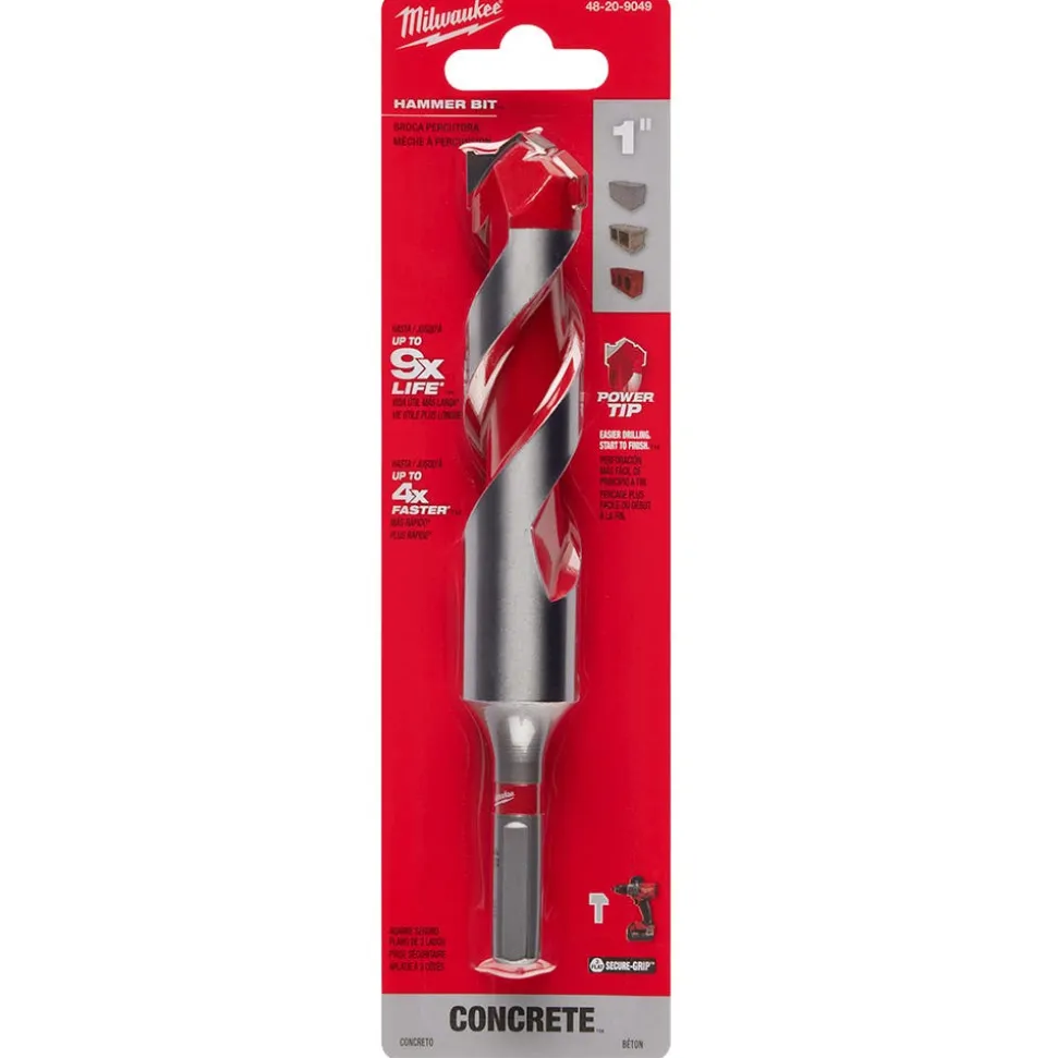 Milwaukee 1" x 4" x 6" Carbide Hammer Drill Bit with POWER TIP 48-20-9049