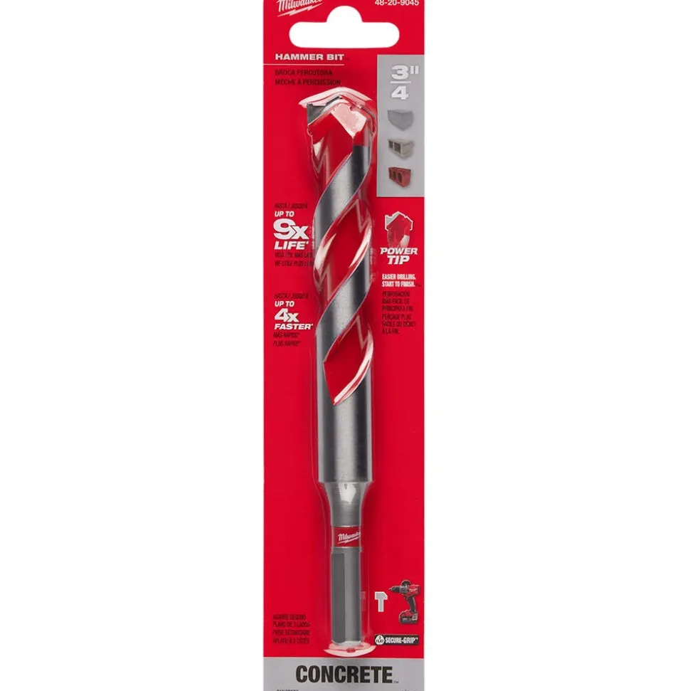 Milwaukee 3/4" x 4" x 6" Carbide Hammer Drill Bit with POWER TIP 48-20-9045