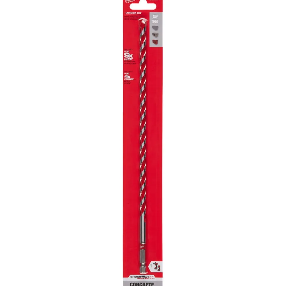 Milwaukee 5/16" x 10" x 12" SHOCKWAVE Impact Duty Carbide Hammer Drill Bit 48-20-9017
