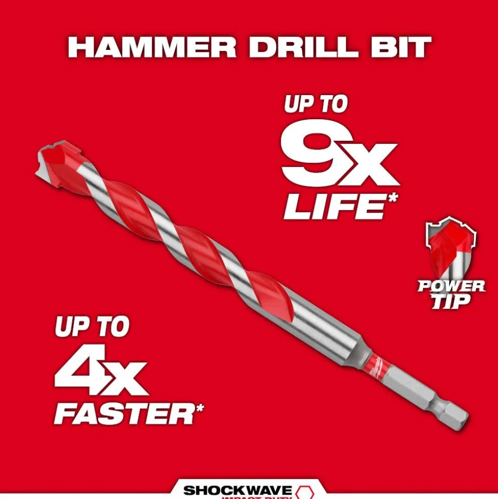 Milwaukee 3/8" x 4" x 6" SHOCKWAVE Impact Duty Carbide Hammer Drill Bit with POWER TIP 48-20-9021
