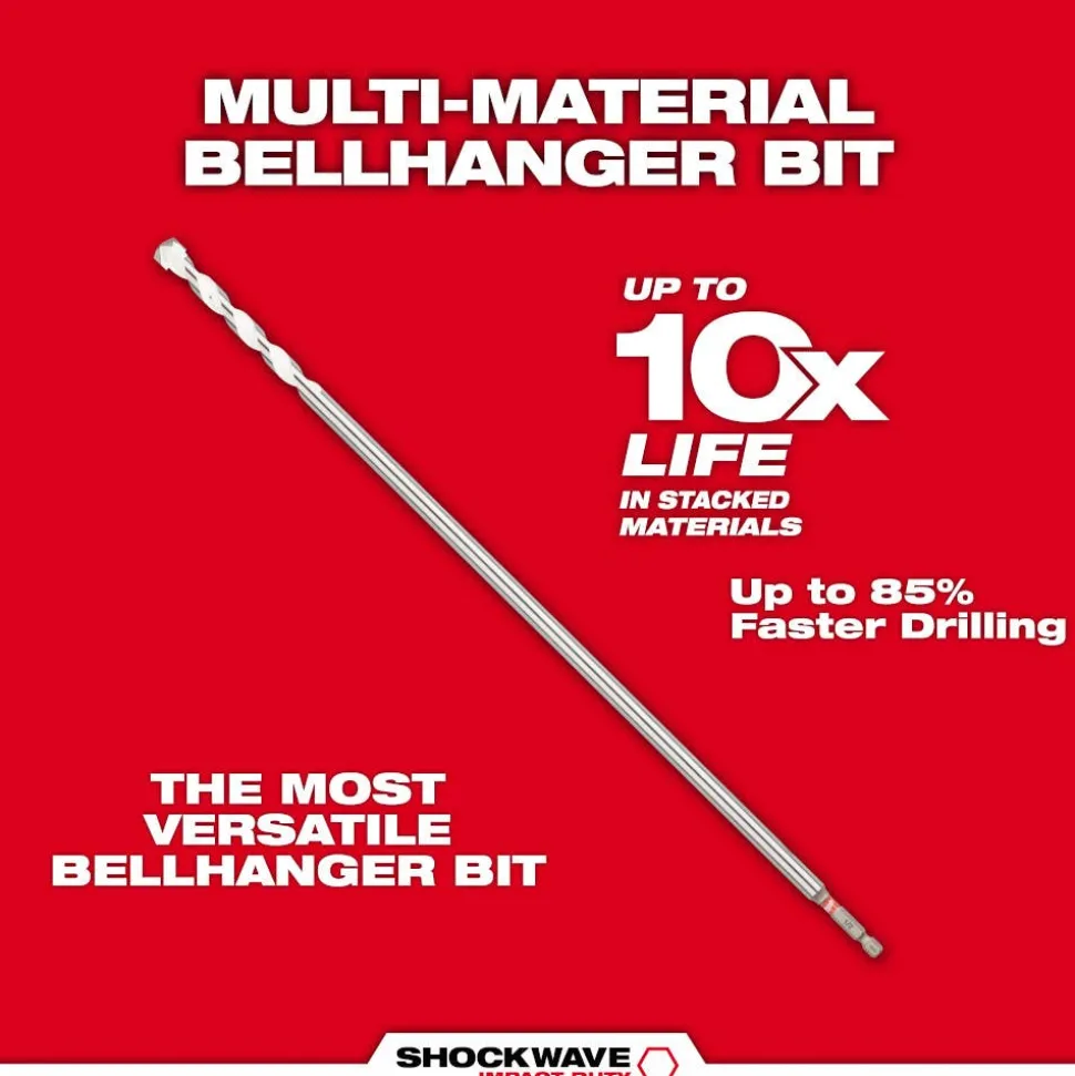 Milwaukee 3/8" x 16" x 18" SHOCKWAVE Impact Duty Carbide Bellhanger Multi-Material Bit 48-20-8864