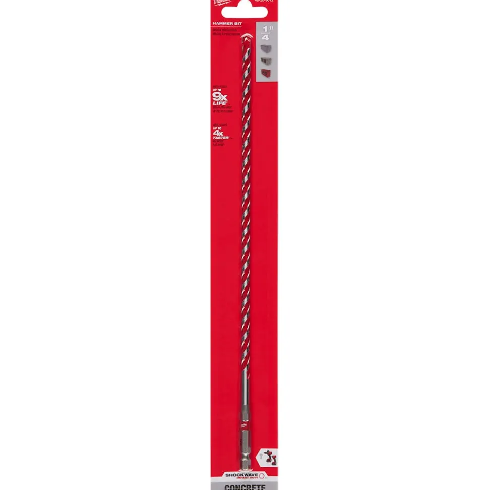 Milwaukee 1/4" x 10" x 12" SHOCKWAVE Impact Duty Carbide Hammer Drill Bit 48-20-9012