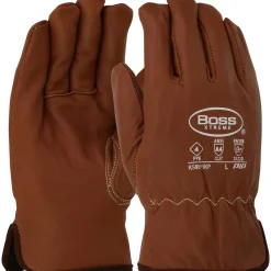 PIP Safety / Boss AR Top Grain Goatskin Leather Drivers A4 Glove with Oil Armor Finish and Para-Aramid Lining - Fleece Lined Insulation, Brown, 3XL KS9911KP/3XL