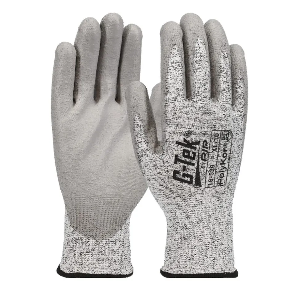 PIP Safety Seamless Knit PolyKor® Blended Glove with Polyurethane Coated Flat Grip on Palm & Fingers - Vend-Ready 16-530V/XXL