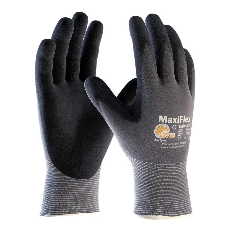 PIP Safety / West Chester A4 Seamless Knit Nylon / Elastane Glove with Nitrile Coated MicroFoam Grip on Palm & Fingers - Touchscreen Compatible, Gray, M, 12 Pair 34-874/M