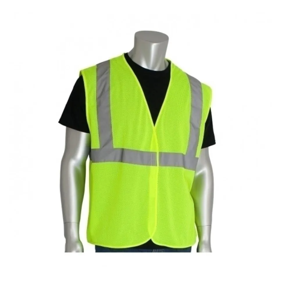 PIP Safety | West Chester Class 2 Mesh Vest, No Pockets, H&L Closure, 2" Tape, 4X 302-MVGLY-4X
