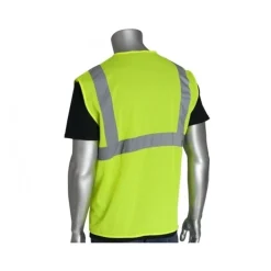 PIP Safety | West Chester Class 2 Mesh Vest, No Pockets, H&L Closure, 2" Tape, 4X 302-MVGLY-4X