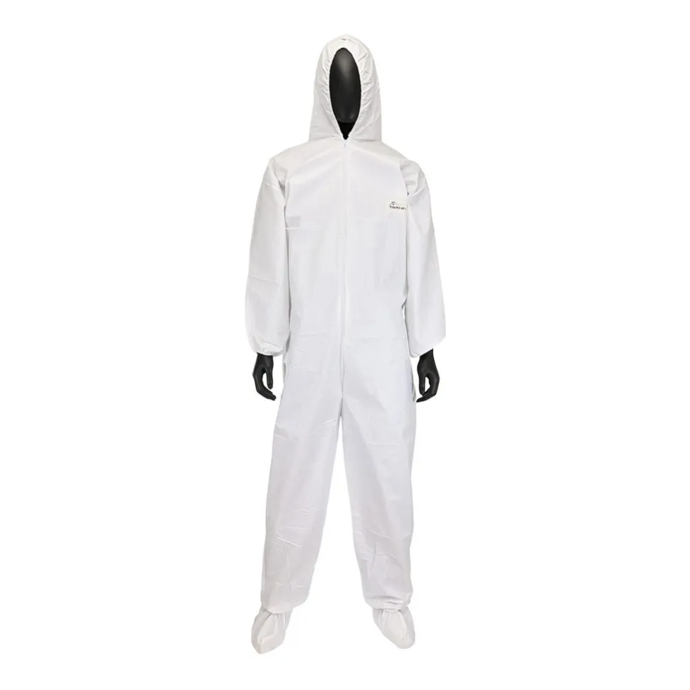 PIP Safety / West Chester PosiWear BA Coverall With Hood & Boot, 58 gsm, White, XL, (25 Per/Box) 3609/XL