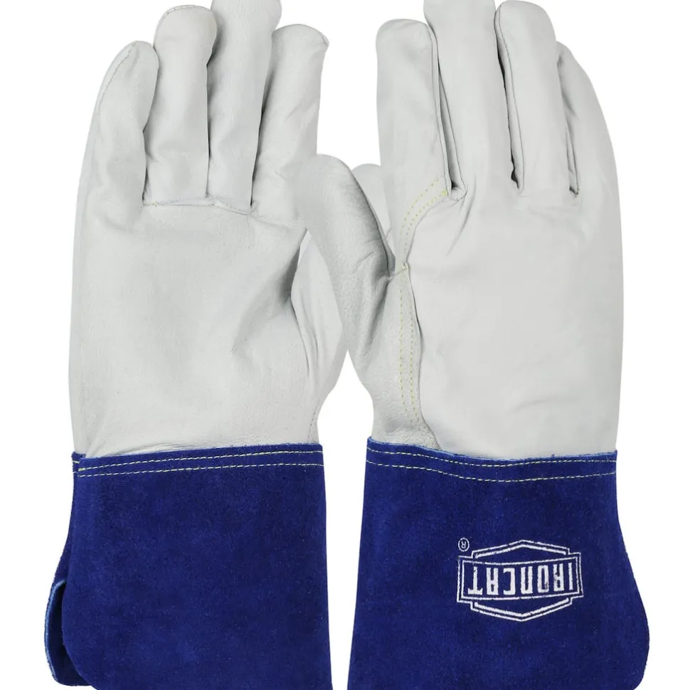 PIP Safety / West Chester Superior Top Grain Goatskin Leather TIG Welder's Glove with DuPont Kevlar Stitching - Split Leather Gauntlet Cuff, Natural, M 6142/M