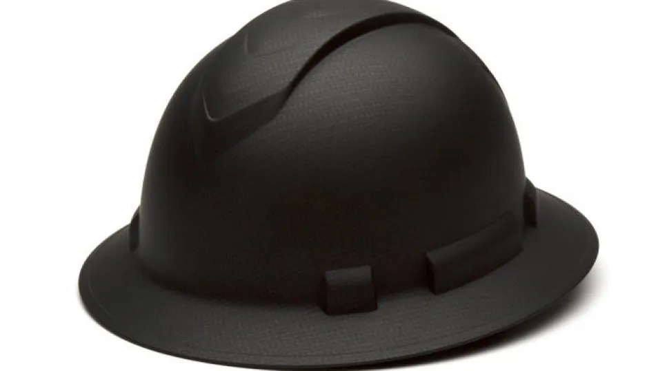 Pyramex Safety Pyramex Safety - Matte Black Graphite Pattern Ridgeline Vented Full Brim 4 Pt Ratchet Suspension HP54117V