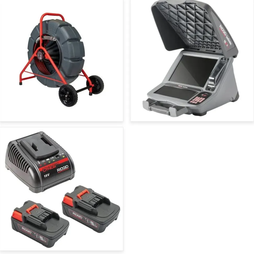 RIDGID SeeSnake Camera CS12x Monitor 200' HDR TruSense Self-Leveling Reel Battery Kit 63603 + 57288