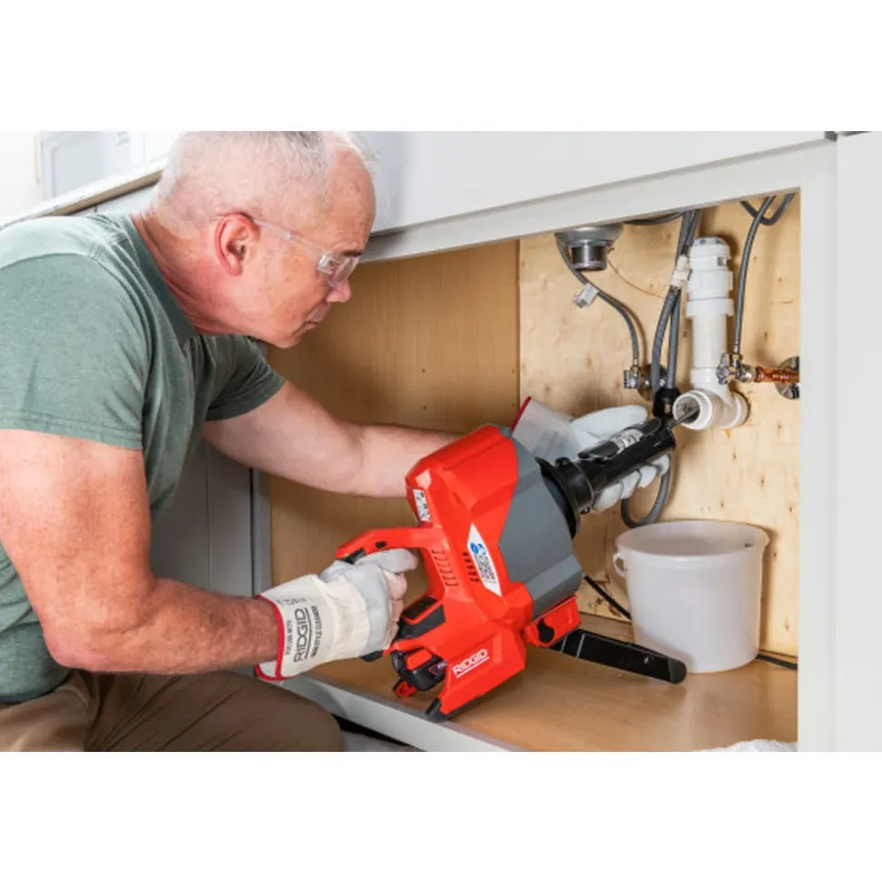 RIDGID Tools K-46 Cordless SinkSnake Deluxe Kit with 5/16" x 25' Cable, 3/8" x 35' Cable, T-250 Tool Set, Carrying Case, 18V 2.5Ah Battery & Charger 78058