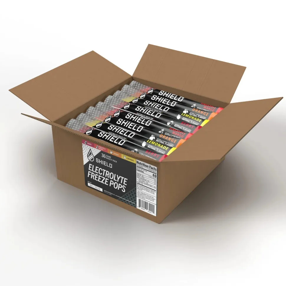 SHIELD Electrolyte Hydration Freeze Pops - Mixed Flavors - Box of 36 - 02-04-01-36-MX