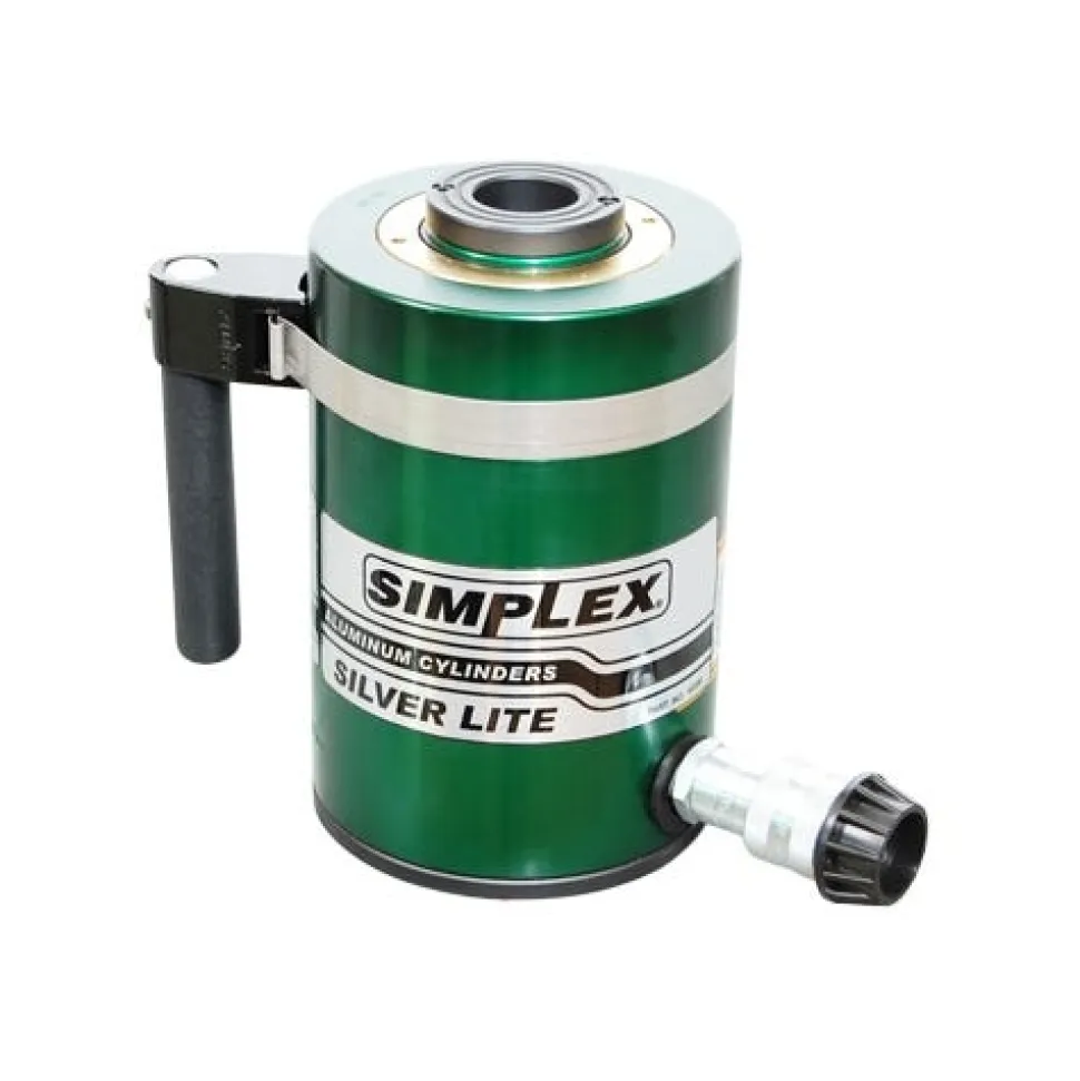 Simplex Aluminum 60 Ton Hydraulic 6" Single Acting Cylinder Center Hole RAC606