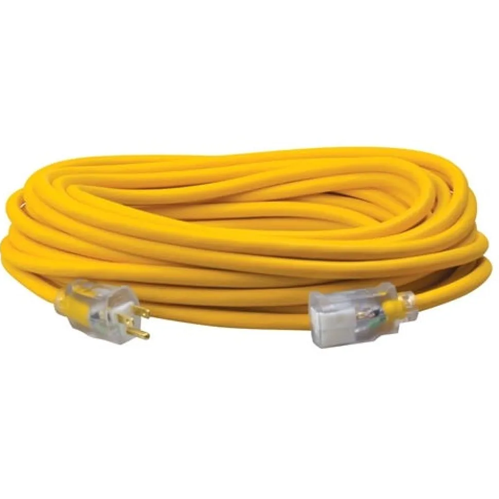 Southwire 12/3 50' SJEOOW Yellow Polar/Solar Extension Cord w/ Lighted End 1688SW0002