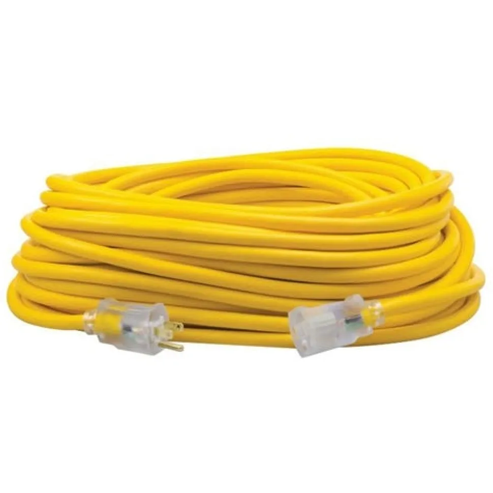 Southwire 12/3 100' SJEOOW Yellow Polar/Solar Extension Cord w/ Lighted End 1689SW0002