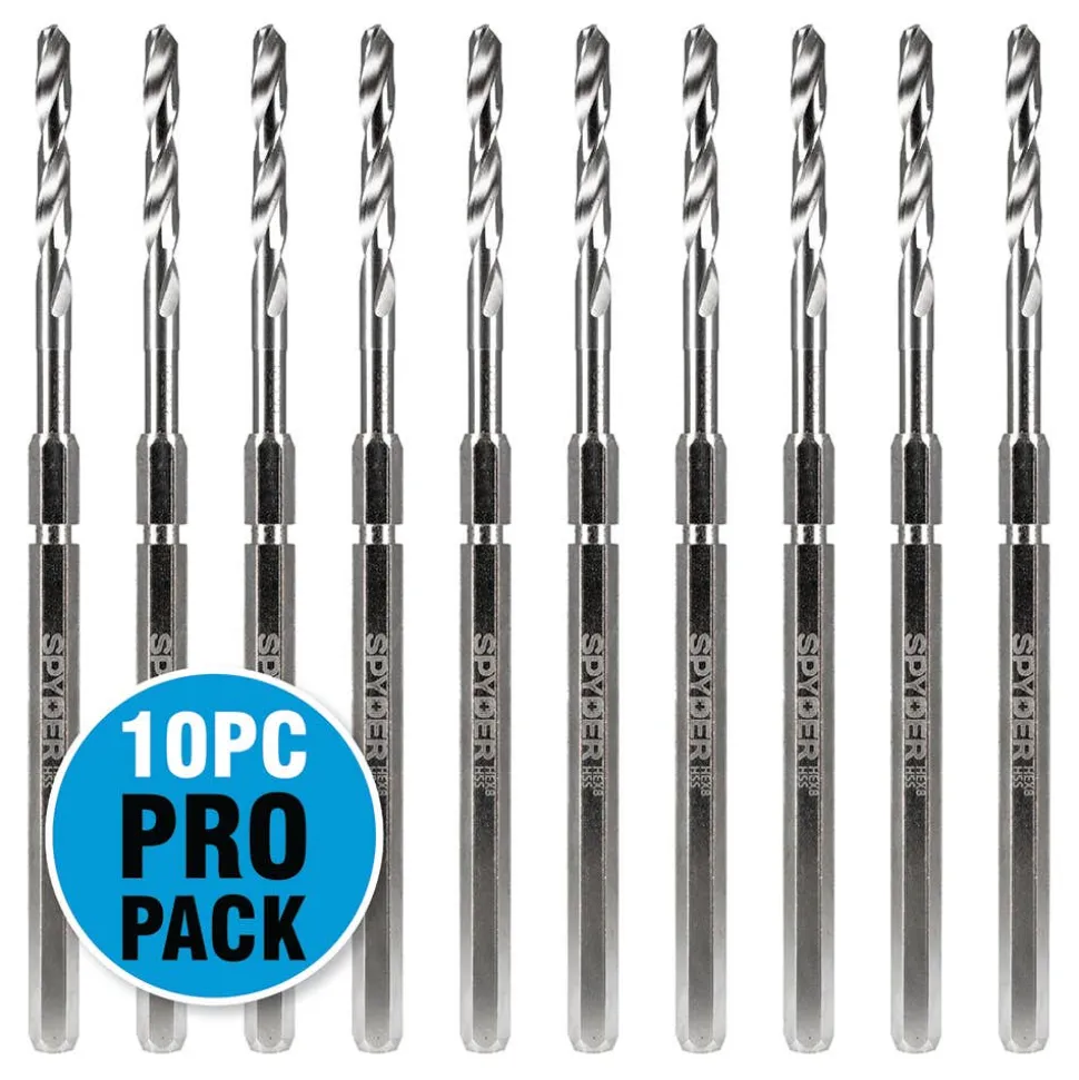 Spyder Hex8 3/8" HSS Quick Change Hole Saw Arbor Pilot Bit (10-Pack) 600648-10