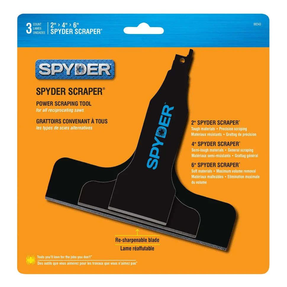 Spyder 3-Piece Scraper Blade Reciprocating Saw Attachment Set (2, 4, and 6") 243