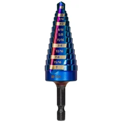 Spyder 1/4 to 1" Hex Shank 12 Step Drill Bit 19071