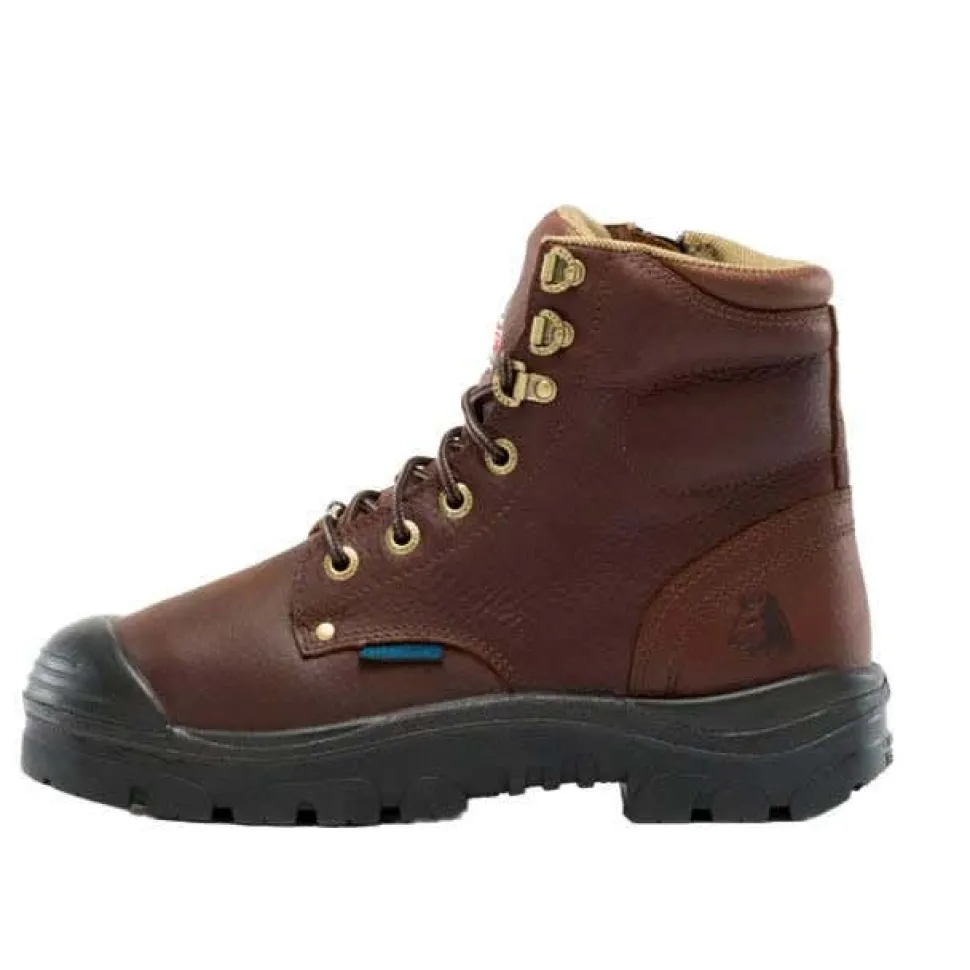 Steel Blue Work Boots Men's Argyle Zip: Met / PR Midsole / Bump Cap Steel Toe Boots - Brown, Wide 862902-OAK