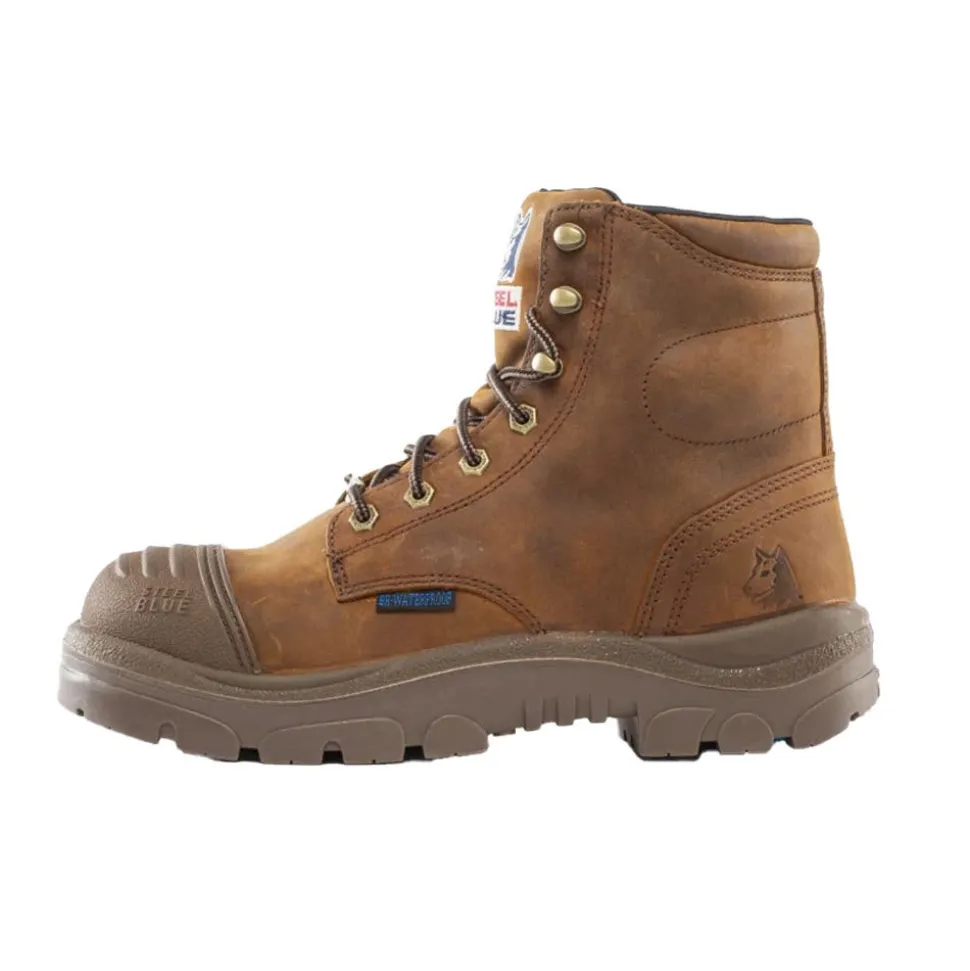 Steel Blue Work Boots Men's Argyle Scuff Steel Toe Boots - Oak 812962-BRN