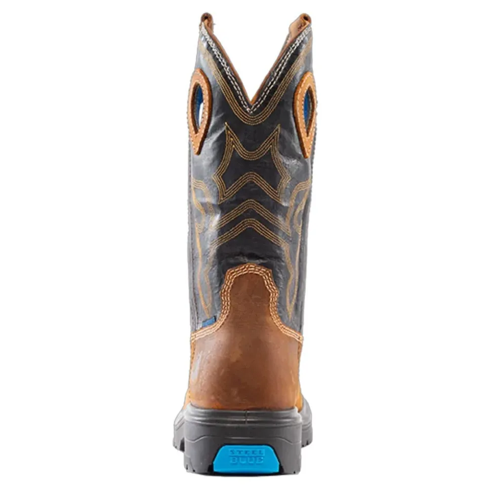Steel Blue Work Boots Men's Blue Heeler Steel Toe Boots - Black/Brown 813945-BBK