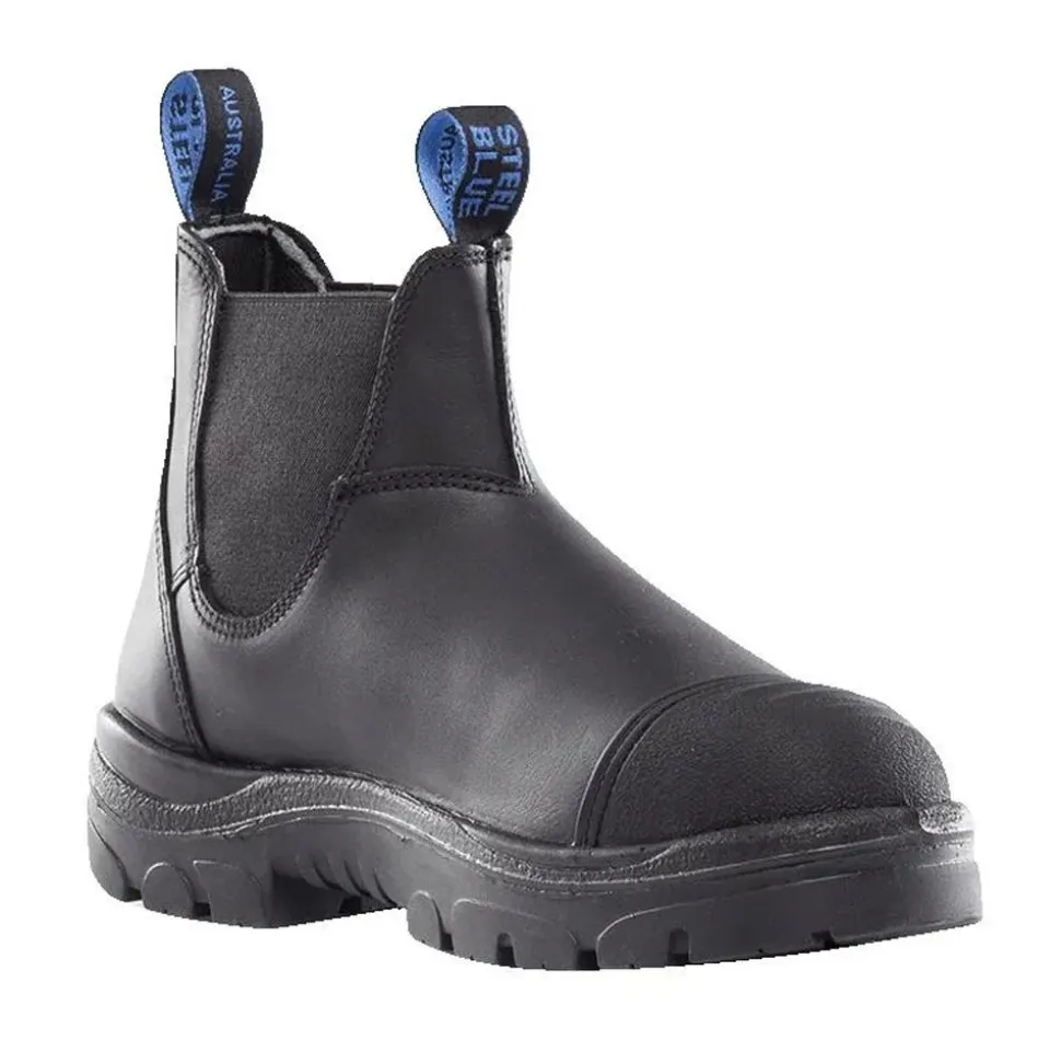 Steel Blue Work Boots Men's Hobart Scuff Steel Toe Boots - Black 812967-BLK