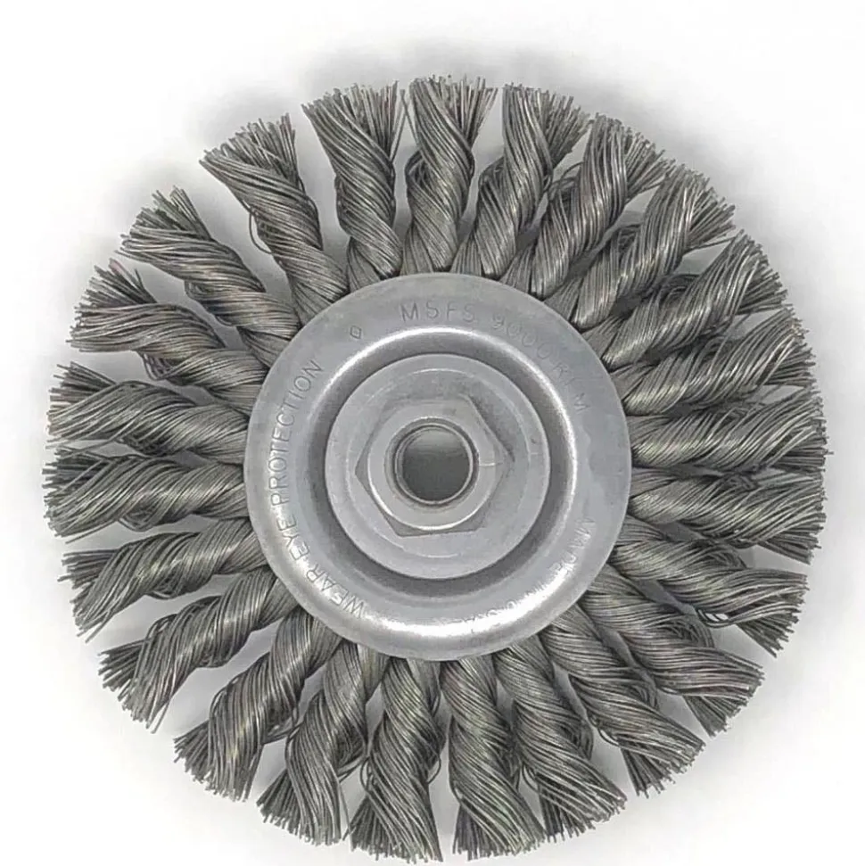 United Abrasives Sait Threaded Regular Twist Knot Wheels (Carbon Steel), 4" Dia x .020" Wire Size x 5/8-11" Arbor, 6-Pack 03460