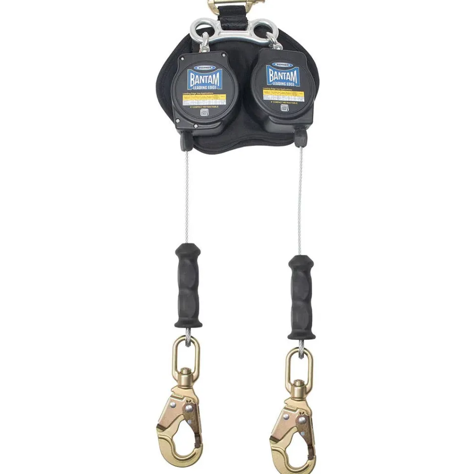 Werner Bantam Twinleg 8' Cable Leading Edge Self-Retracting Galvanized Steel Lifeline w/ Steel Swivel Snap Hook R413008LE