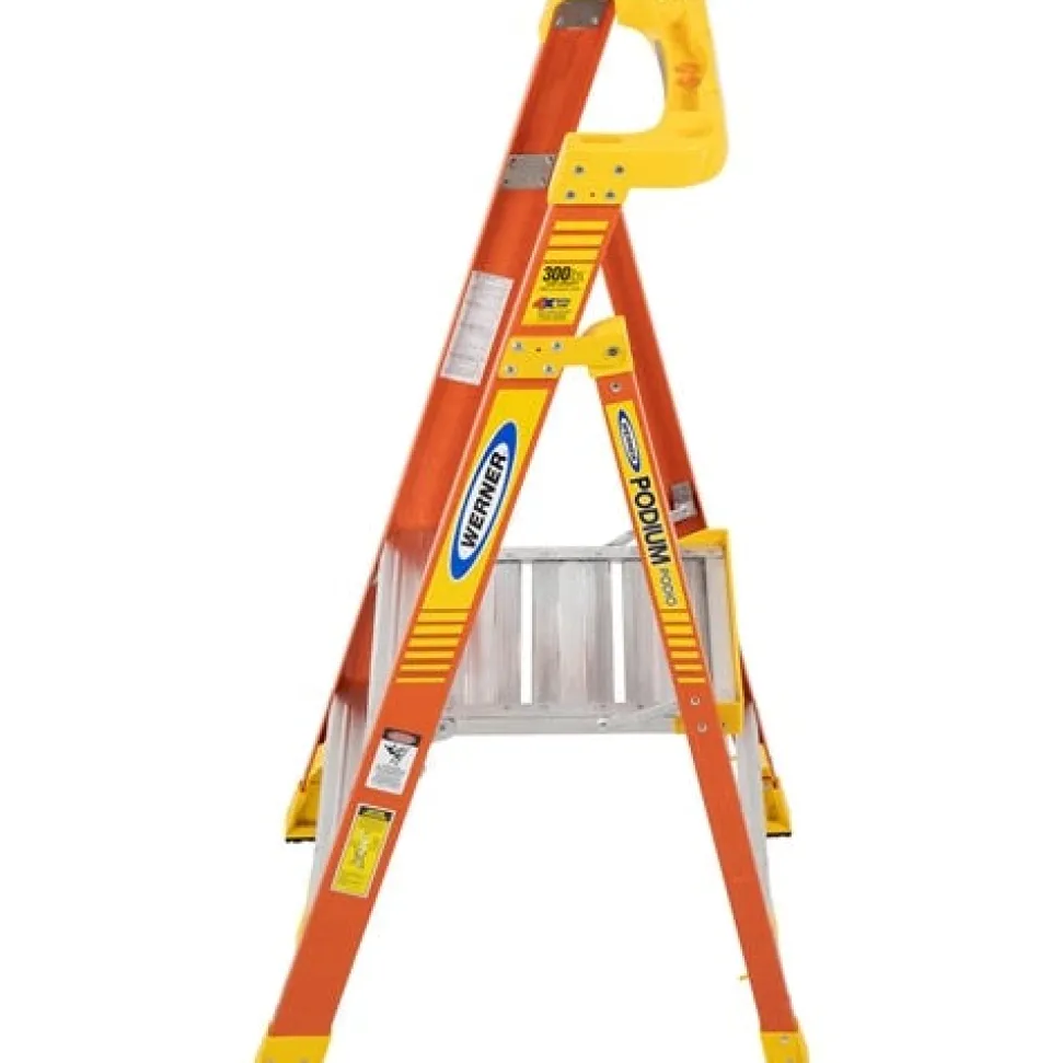 Werner 8' Fiberglass Podium Ladder 2' Platform Type IA PD6202