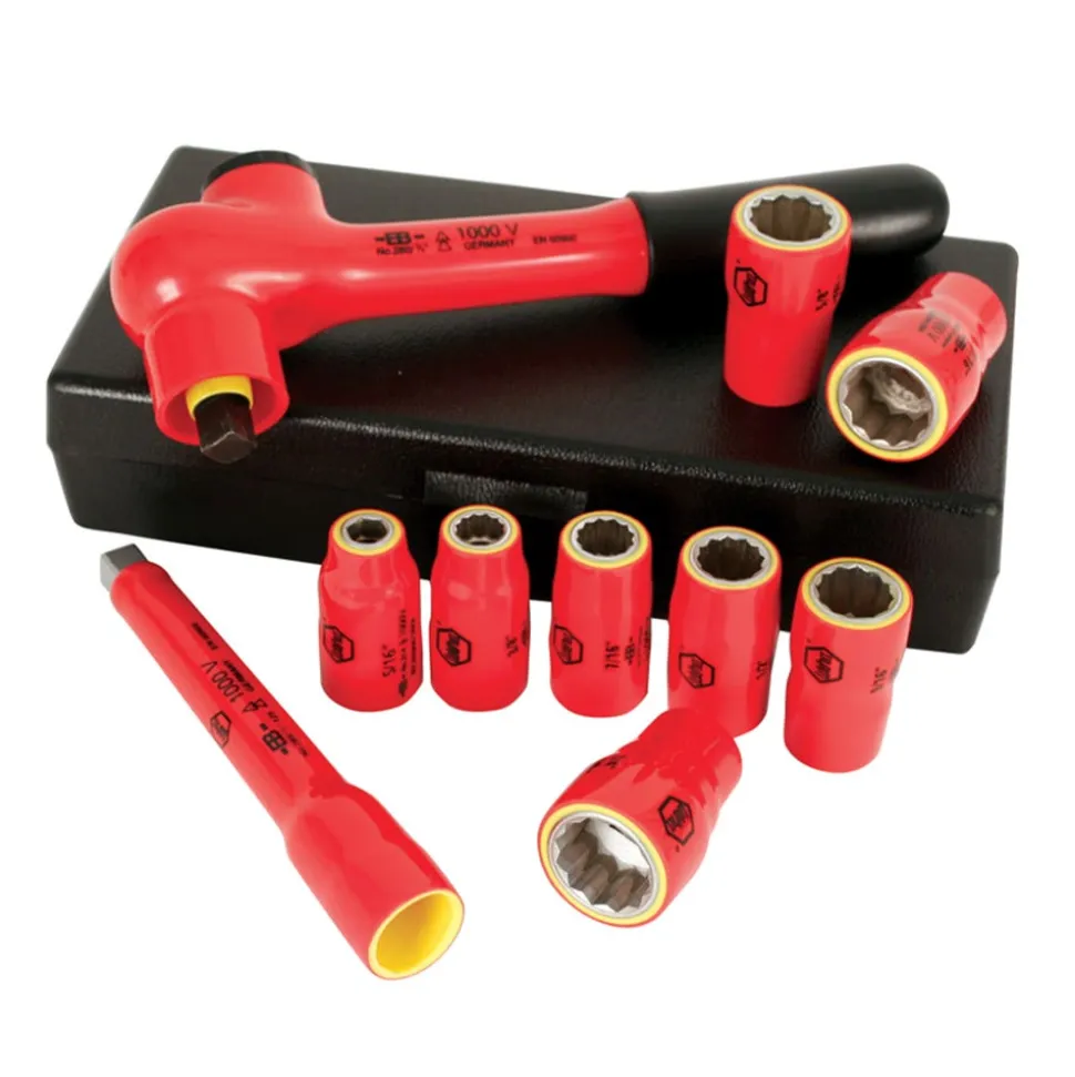 Wiha 10 Piece Insulated Socket and Ratchet Set 3/8" Drive - SAE 31493