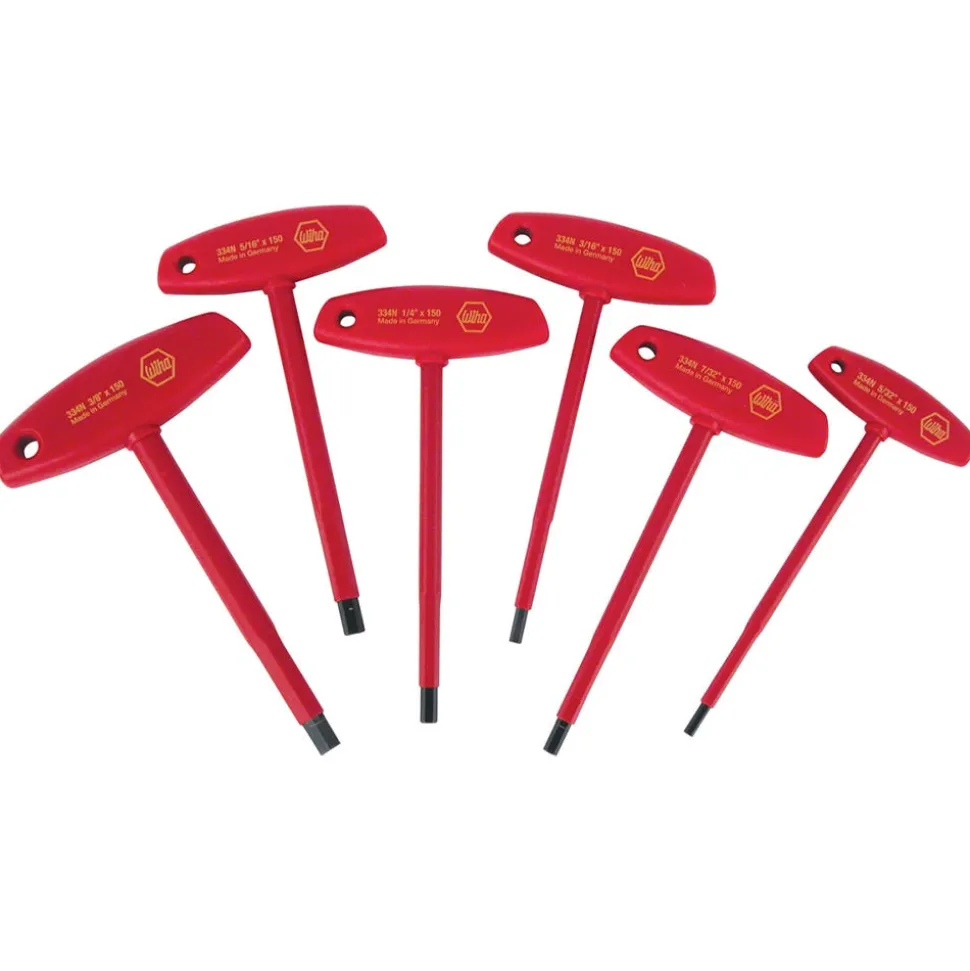 Wiha 6 Piece Insulated T-Handle Hex Screwdriver Set - Inch 33490