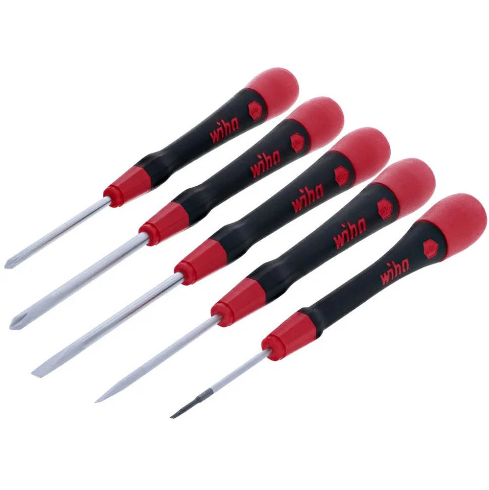 Wiha 5 Piece PicoFinish Slotted and Phillips Precision Screwdriver Set 26195